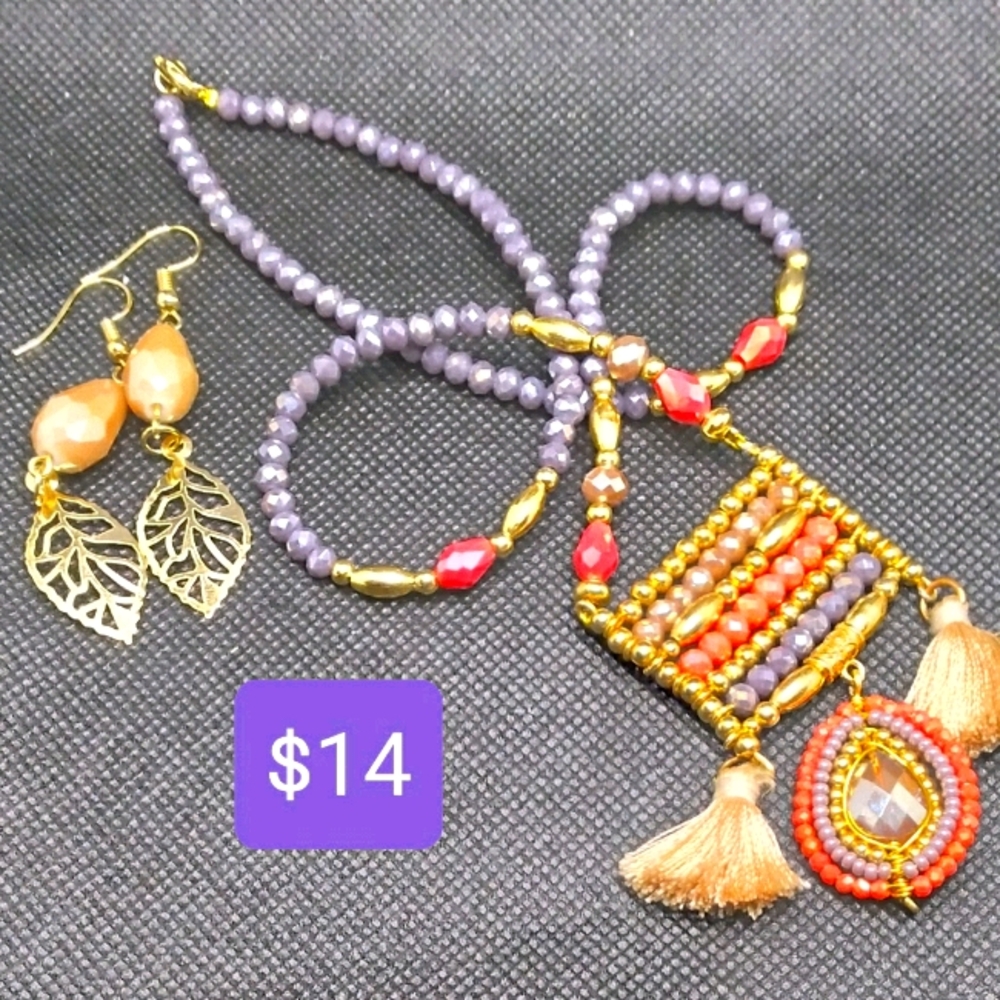 Handmade necklace and earrings